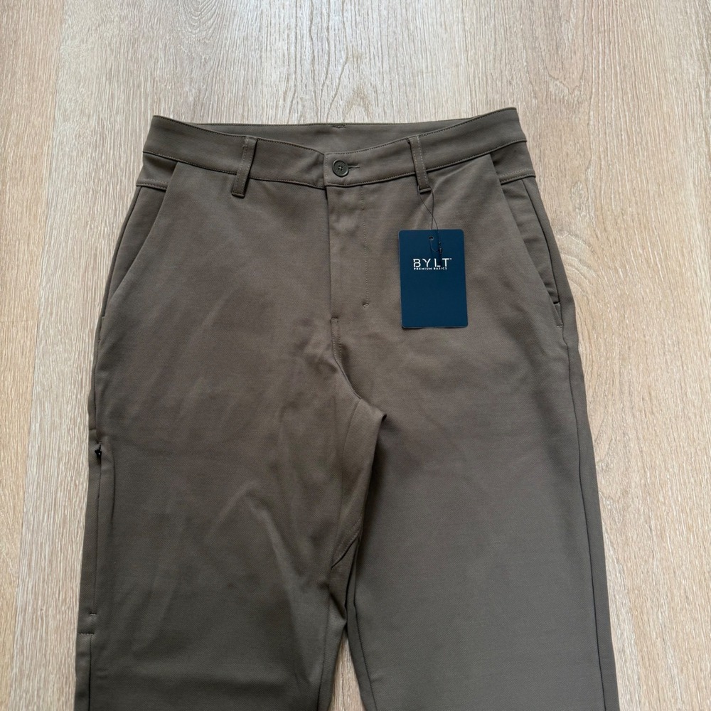 BYLT Everyday Pant 2.0 Textured Mens 31 Dark Taupe Stretch Performance Trousers - Picture 2 of 9